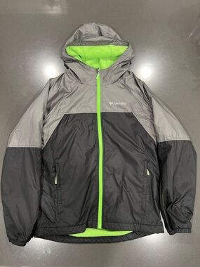 Columbia Lime Green Fleece Jacket with Gray Trim